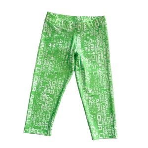 Under Armour - Green Leggings 3/4 Neon Medium Vintage Rare